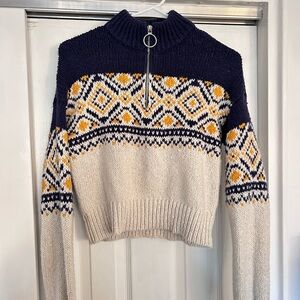 La Hearts Navy and Cream Geometric Sweater